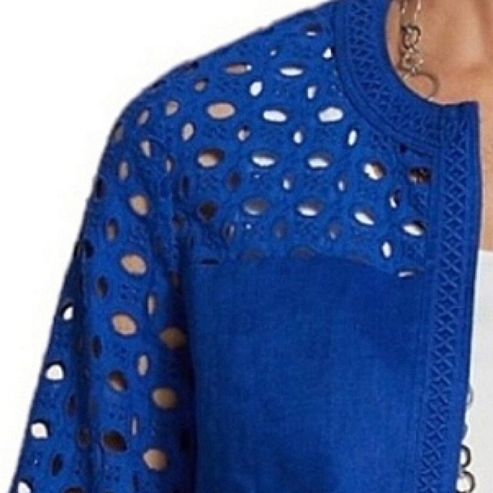 Eyelet Mix Pattern Linen Jacket - image 3